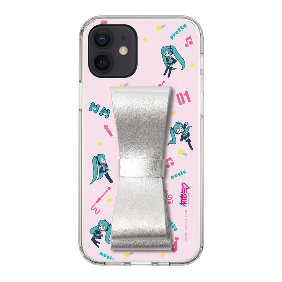 Slim Protection Case - STAND & RING RIBBON Silver［ HATSUNE MIKU - Ribbon - Instrumental - Pink ］