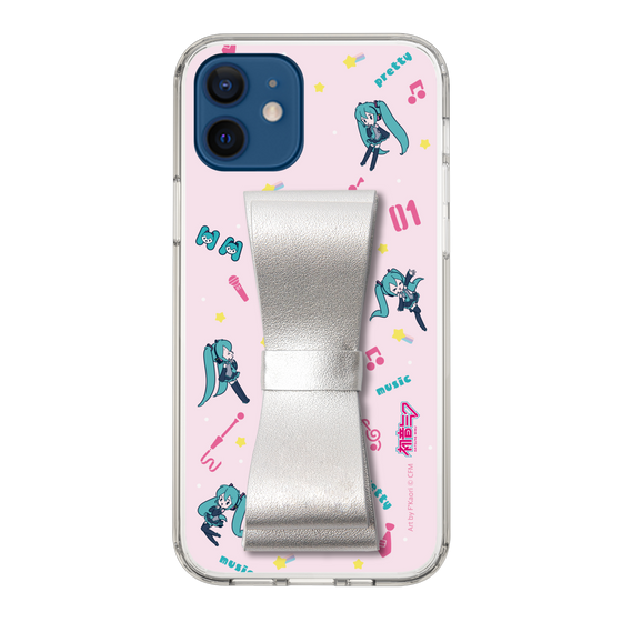 Slim Protection Case - STAND & RING RIBBON Silver［ HATSUNE MIKU - Ribbon - Instrumental - Pink ］