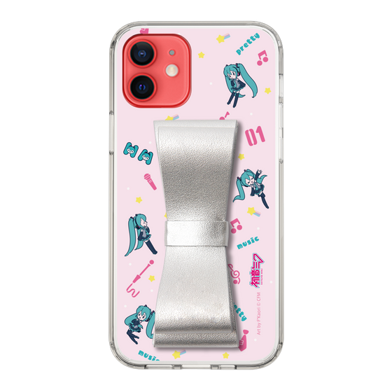 Slim Protection Case - STAND & RING RIBBON Silver［ HATSUNE MIKU - Ribbon - Instrumental - Pink ］