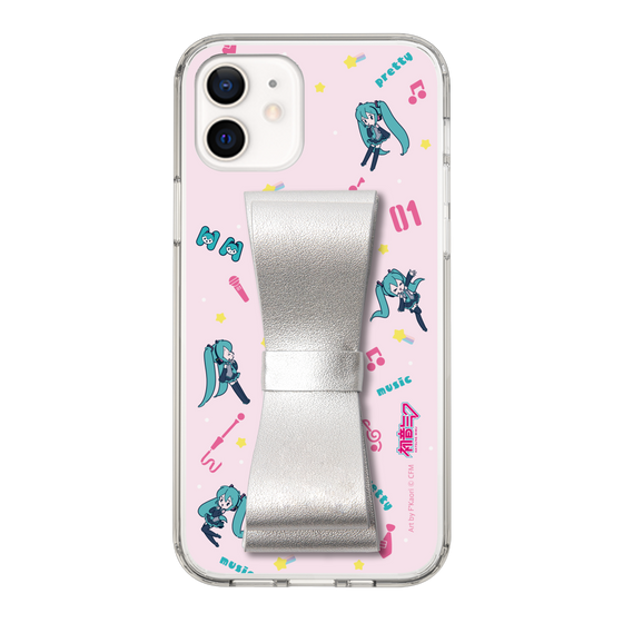 Slim Protection Case - STAND & RING RIBBON Silver［ HATSUNE MIKU - Ribbon - Instrumental - Pink ］