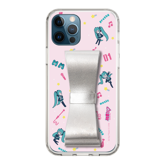 Slim Protection Case - STAND & RING RIBBON Silver［ HATSUNE MIKU - Ribbon - Instrumental - Pink ］