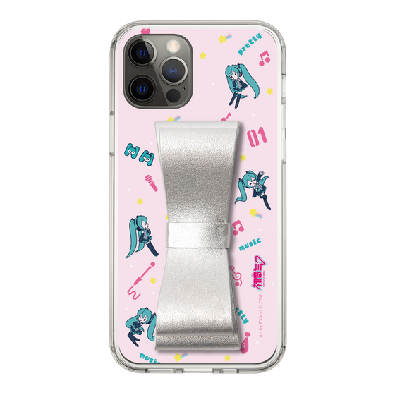 Slim Protection Case - STAND & RING RIBBON Silver［ HATSUNE MIKU - Ribbon - Instrumental - Pink ］
