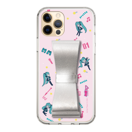 Slim Protection Case - STAND & RING RIBBON Silver［ HATSUNE MIKU - Ribbon - Instrumental - Pink ］
