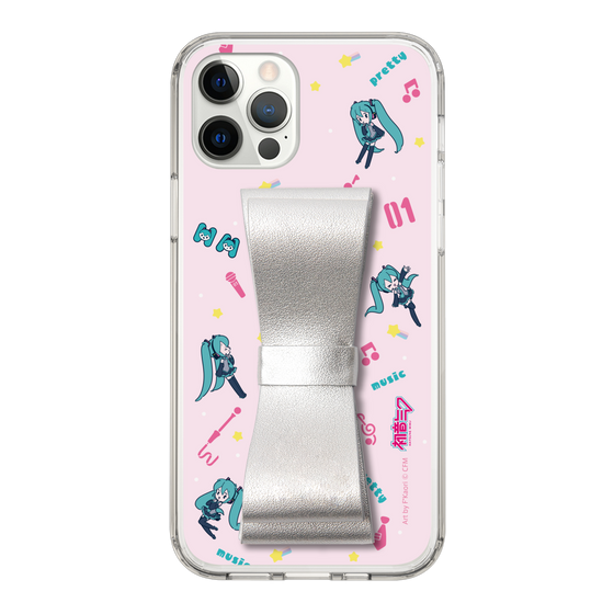 Slim Protection Case - STAND & RING RIBBON Silver［ HATSUNE MIKU - Ribbon - Instrumental - Pink ］