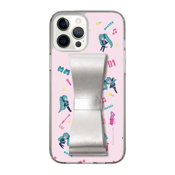Slim Protection Case - STAND & RING RIBBON Silver［ HATSUNE MIKU - Ribbon - Instrumental - Pink ］