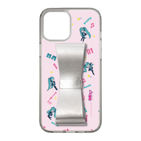 Slim Protection Case - STAND & RING RIBBON Silver［ HATSUNE MIKU - Ribbon - Instrumental - Pink ］