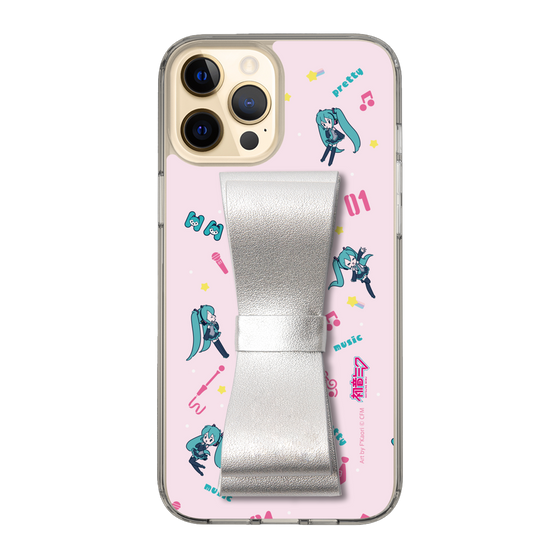 Slim Protection Case - STAND & RING RIBBON Silver［ HATSUNE MIKU - Ribbon - Instrumental - Pink ］