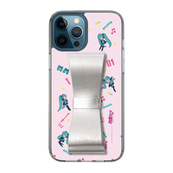 Slim Protection Case - STAND & RING RIBBON Silver［ HATSUNE MIKU - Ribbon - Instrumental - Pink ］