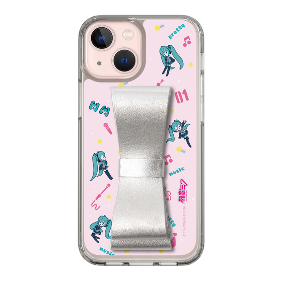 Slim Protection Case - STAND & RING RIBBON Silver［ HATSUNE MIKU - Ribbon - Instrumental - Pink ］
