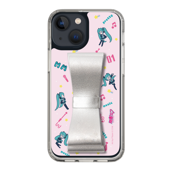 Slim Protection Case - STAND & RING RIBBON Silver［ HATSUNE MIKU - Ribbon - Instrumental - Pink ］