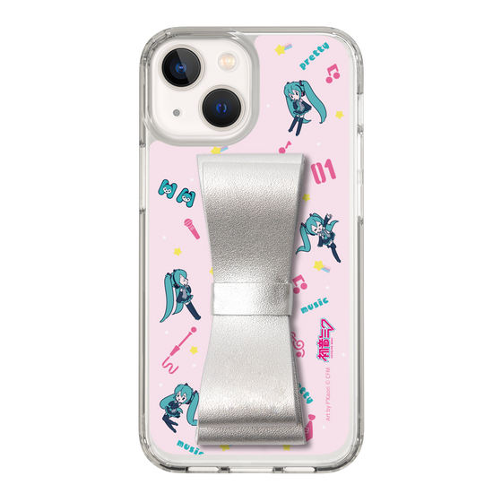 Slim Protection Case - STAND & RING RIBBON Silver［ HATSUNE MIKU - Ribbon - Instrumental - Pink ］