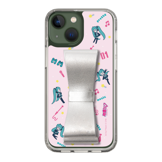 Slim Protection Case - STAND & RING RIBBON Silver［ HATSUNE MIKU - Ribbon - Instrumental - Pink ］
