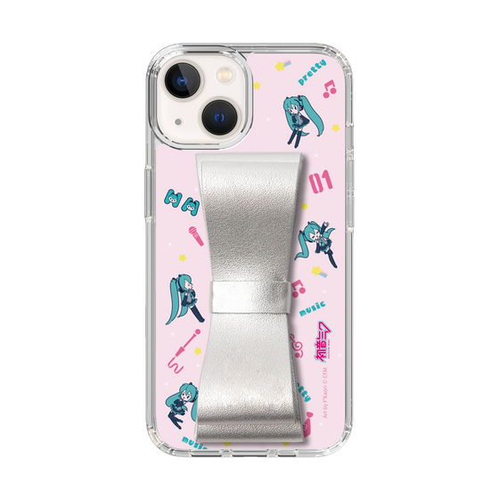 Slim Protection Case - STAND & RING RIBBON Silver［ HATSUNE MIKU - Ribbon - Instrumental - Pink ］