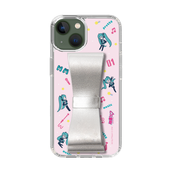 Slim Protection Case - STAND & RING RIBBON Silver［ HATSUNE MIKU - Ribbon - Instrumental - Pink ］