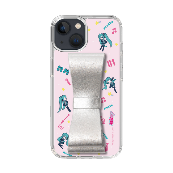 Slim Protection Case - STAND & RING RIBBON Silver［ HATSUNE MIKU - Ribbon - Instrumental - Pink ］