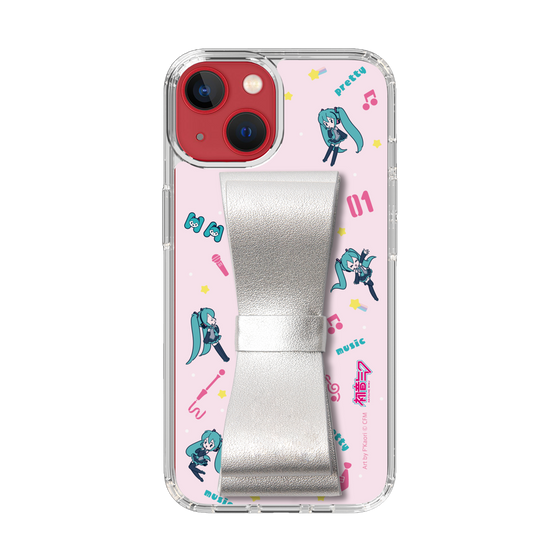 Slim Protection Case - STAND & RING RIBBON Silver［ HATSUNE MIKU - Ribbon - Instrumental - Pink ］