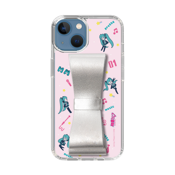 Slim Protection Case - STAND & RING RIBBON Silver［ HATSUNE MIKU - Ribbon - Instrumental - Pink ］