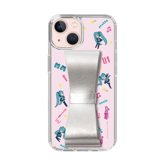 Slim Protection Case - STAND & RING RIBBON Silver［ HATSUNE MIKU - Ribbon - Instrumental - Pink ］