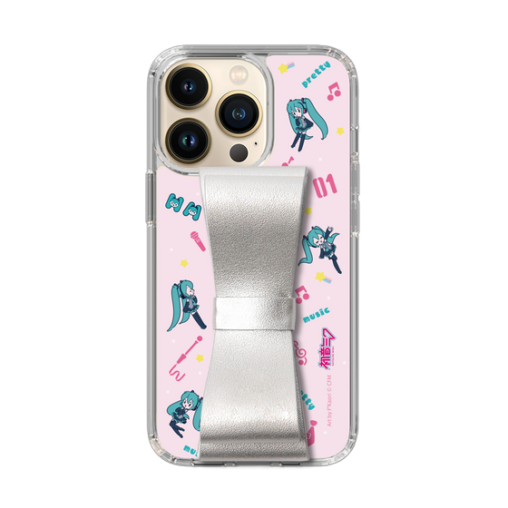 Slim Protection Case - STAND & RING RIBBON Silver［ HATSUNE MIKU - Ribbon - Instrumental - Pink ］