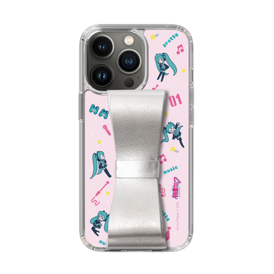Slim Protection Case - STAND & RING RIBBON Silver［ HATSUNE MIKU - Ribbon - Instrumental - Pink ］