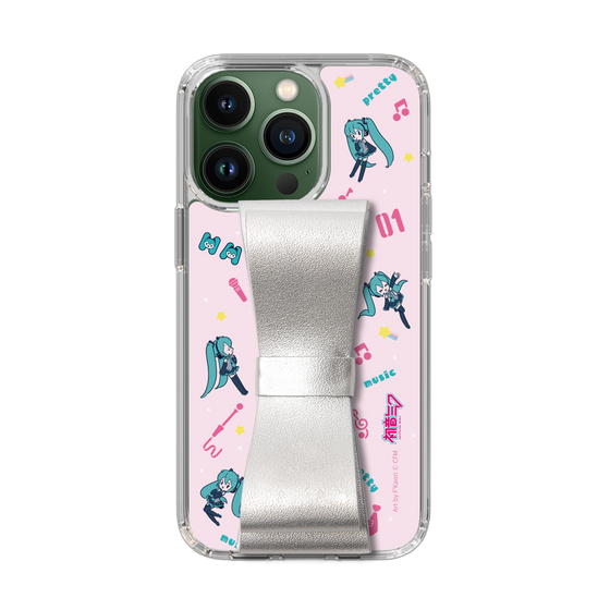 Slim Protection Case - STAND & RING RIBBON Silver［ HATSUNE MIKU - Ribbon - Instrumental - Pink ］
