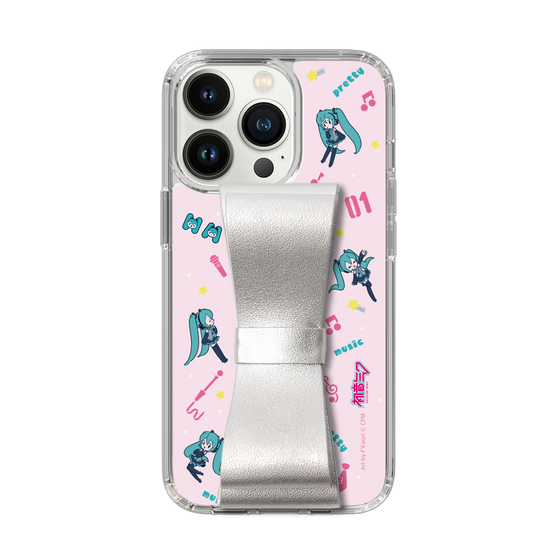Slim Protection Case - STAND & RING RIBBON Silver［ HATSUNE MIKU - Ribbon - Instrumental - Pink ］
