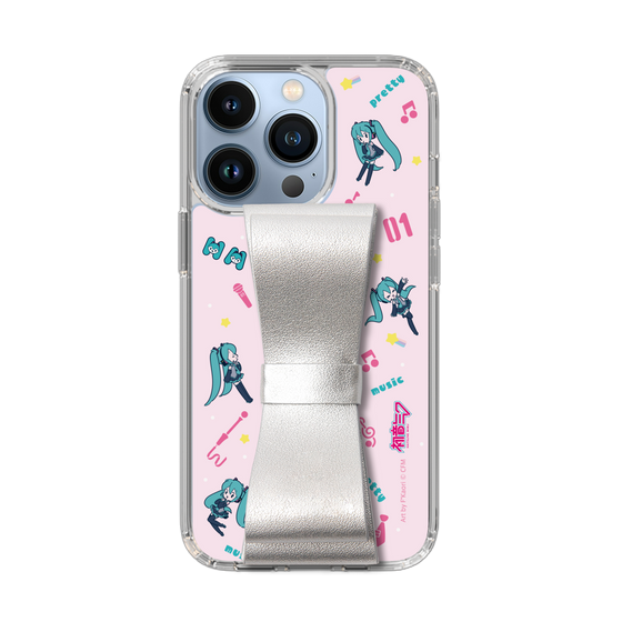 Slim Protection Case - STAND & RING RIBBON Silver［ HATSUNE MIKU - Ribbon - Instrumental - Pink ］