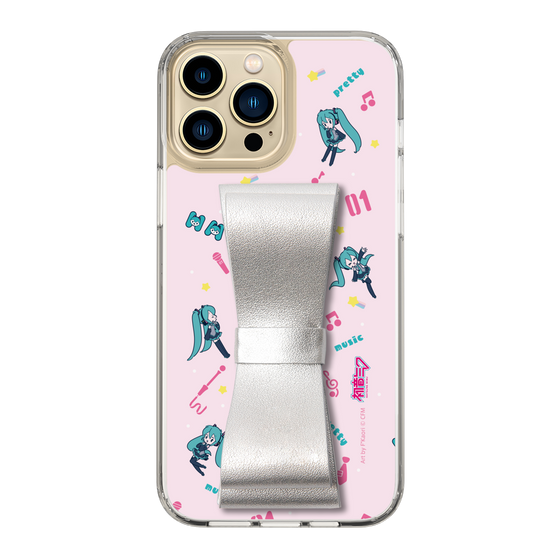 Slim Protection Case - STAND & RING RIBBON Silver［ HATSUNE MIKU - Ribbon - Instrumental - Pink ］