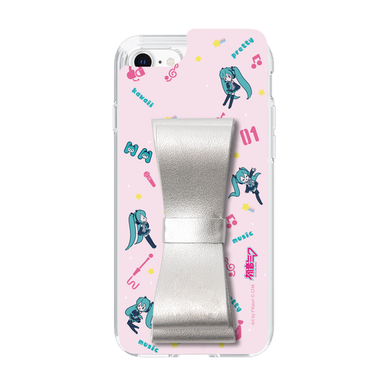 Slim Protection Case - STAND & RING RIBBON Silver［ HATSUNE MIKU - Ribbon - Instrumental - Pink ］