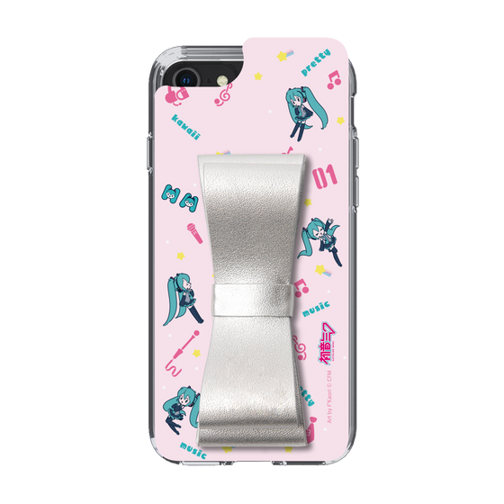 Slim Protection Case - STAND & RING RIBBON Silver［ HATSUNE MIKU - Ribbon - Instrumental - Pink ］
