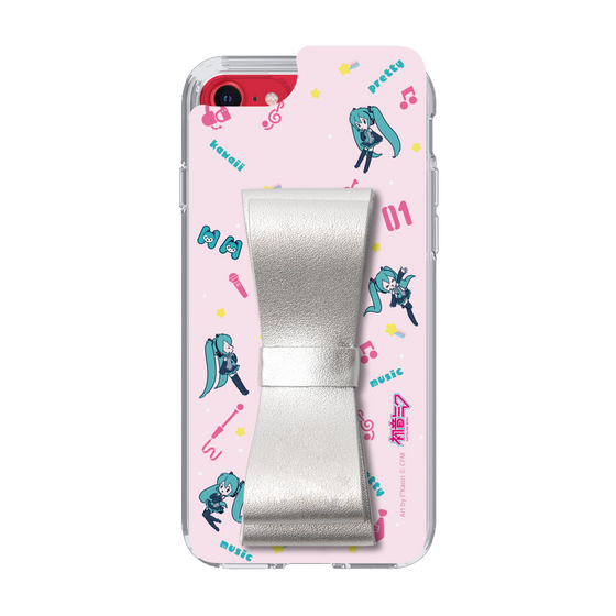 Slim Protection Case - STAND & RING RIBBON Silver［ HATSUNE MIKU - Ribbon - Instrumental - Pink ］