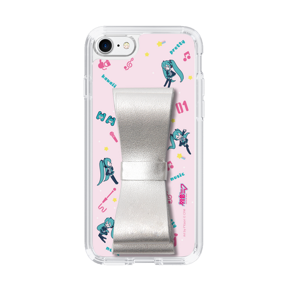 Slim Protection Case - STAND & RING RIBBON Silver［ HATSUNE MIKU - Ribbon - Instrumental - Pink ］
