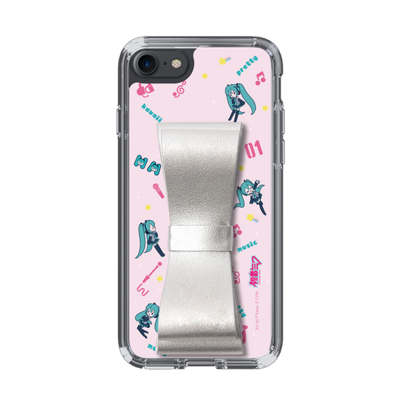 Slim Protection Case - STAND & RING RIBBON Silver［ HATSUNE MIKU - Ribbon - Instrumental - Pink ］