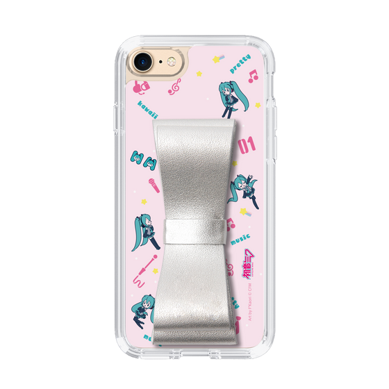 Slim Protection Case - STAND & RING RIBBON Silver［ HATSUNE MIKU - Ribbon - Instrumental - Pink ］