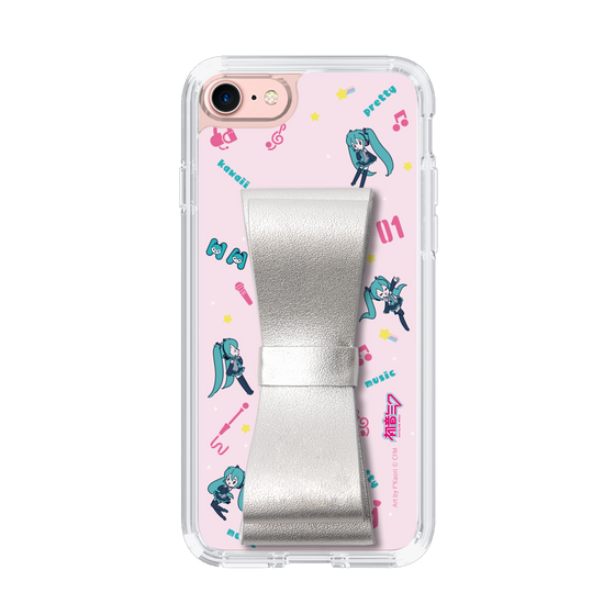 Slim Protection Case - STAND & RING RIBBON Silver［ HATSUNE MIKU - Ribbon - Instrumental - Pink ］