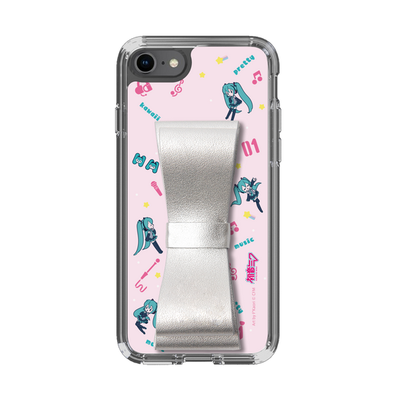 Slim Protection Case - STAND & RING RIBBON Silver［ HATSUNE MIKU - Ribbon - Instrumental - Pink ］