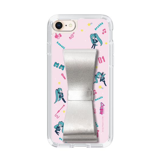 Slim Protection Case - STAND & RING RIBBON Silver［ HATSUNE MIKU - Ribbon - Instrumental - Pink ］