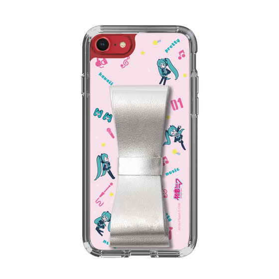 Slim Protection Case - STAND & RING RIBBON Silver［ HATSUNE MIKU - Ribbon - Instrumental - Pink ］