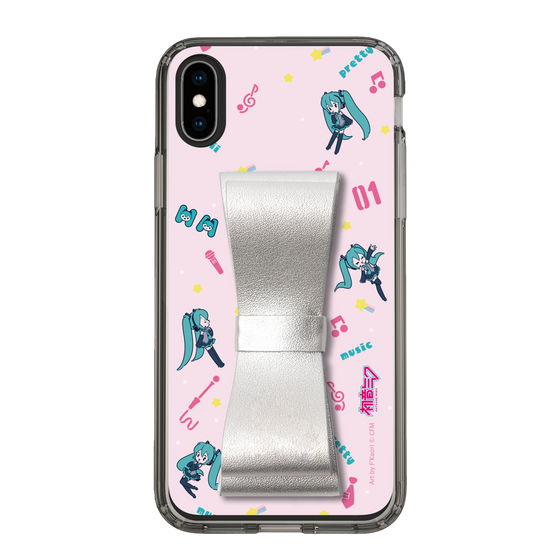 Slim Protection Case - STAND & RING RIBBON Silver［ HATSUNE MIKU - Ribbon - Instrumental - Pink ］