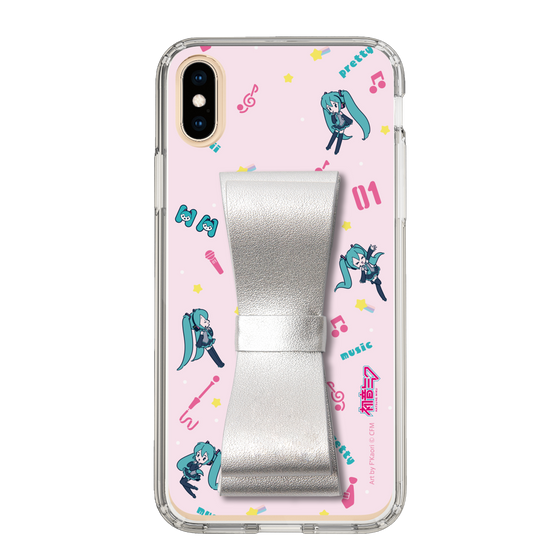Slim Protection Case - STAND & RING RIBBON Silver［ HATSUNE MIKU - Ribbon - Instrumental - Pink ］