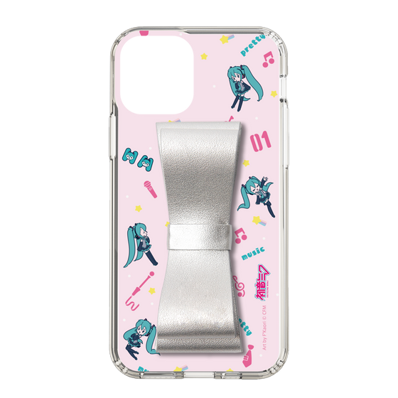 Slim Protection Case - STAND & RING RIBBON Silver［ HATSUNE MIKU - Ribbon - Instrumental - Pink ］
