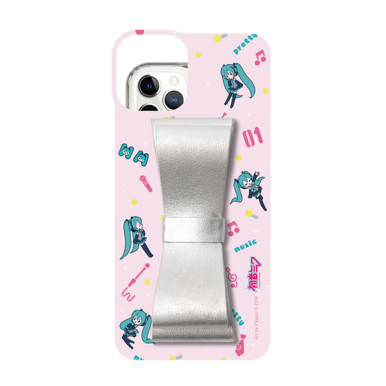 Slim Protection Case - STAND & RING RIBBON Silver［ HATSUNE MIKU - Ribbon - Instrumental - Pink ］