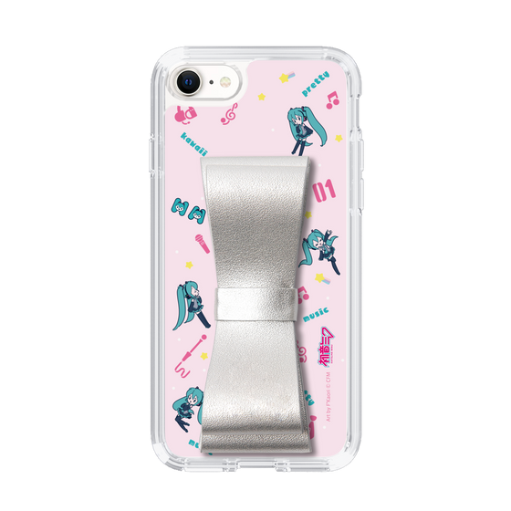 Slim Protection Case - STAND & RING RIBBON Silver［ HATSUNE MIKU - Ribbon - Instrumental - Pink ］