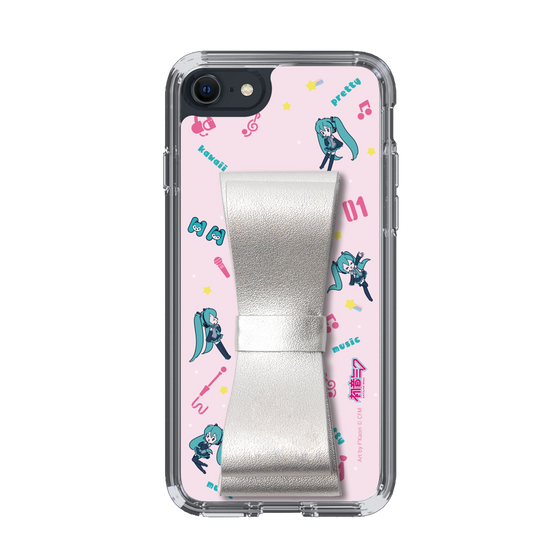 Slim Protection Case - STAND & RING RIBBON Silver［ HATSUNE MIKU - Ribbon - Instrumental - Pink ］