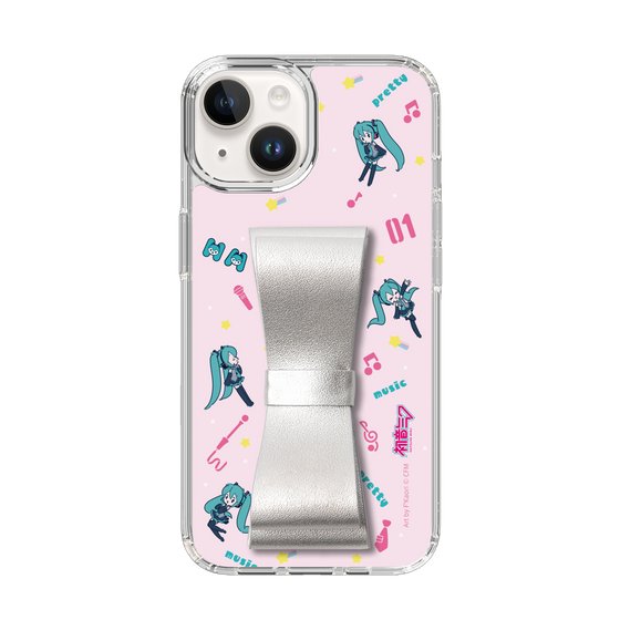 Slim Protection Case - STAND & RING RIBBON Silver［ HATSUNE MIKU - Ribbon - Instrumental - Pink ］