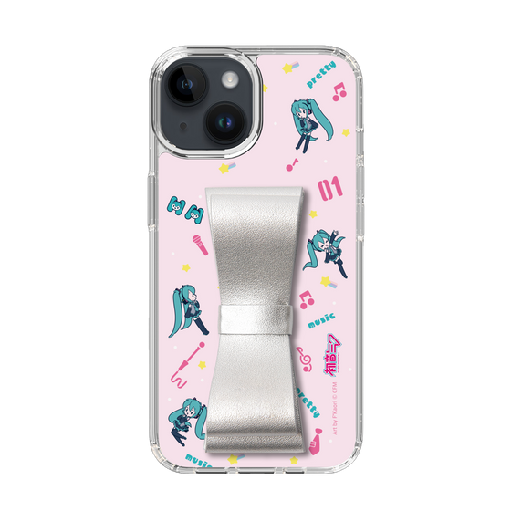 Slim Protection Case - STAND & RING RIBBON Silver［ HATSUNE MIKU - Ribbon - Instrumental - Pink ］