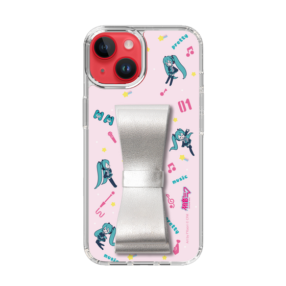 Slim Protection Case - STAND & RING RIBBON Silver［ HATSUNE MIKU - Ribbon - Instrumental - Pink ］