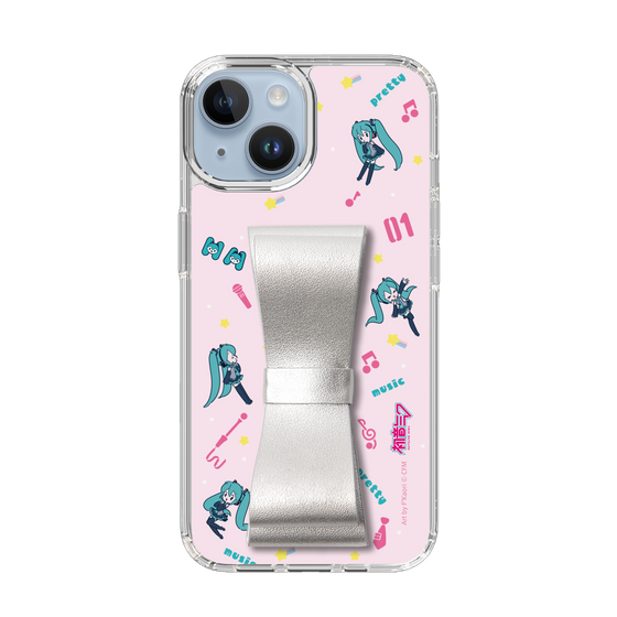 Slim Protection Case - STAND & RING RIBBON Silver［ HATSUNE MIKU - Ribbon - Instrumental - Pink ］