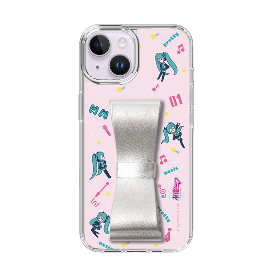 Slim Protection Case - STAND & RING RIBBON Silver［ HATSUNE MIKU - Ribbon - Instrumental - Pink ］