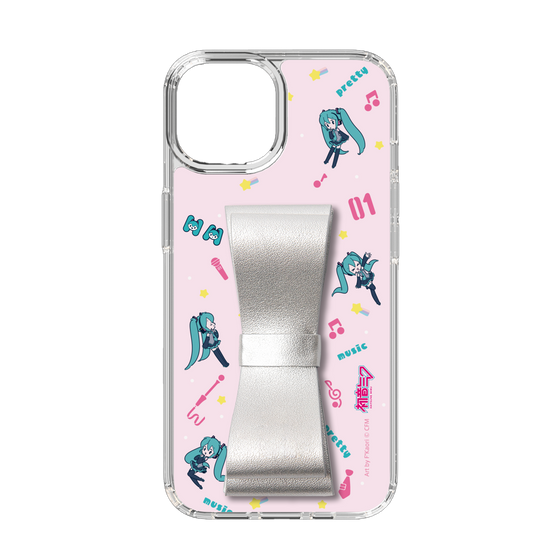 Slim Protection Case - STAND & RING RIBBON Silver［ HATSUNE MIKU - Ribbon - Instrumental - Pink ］